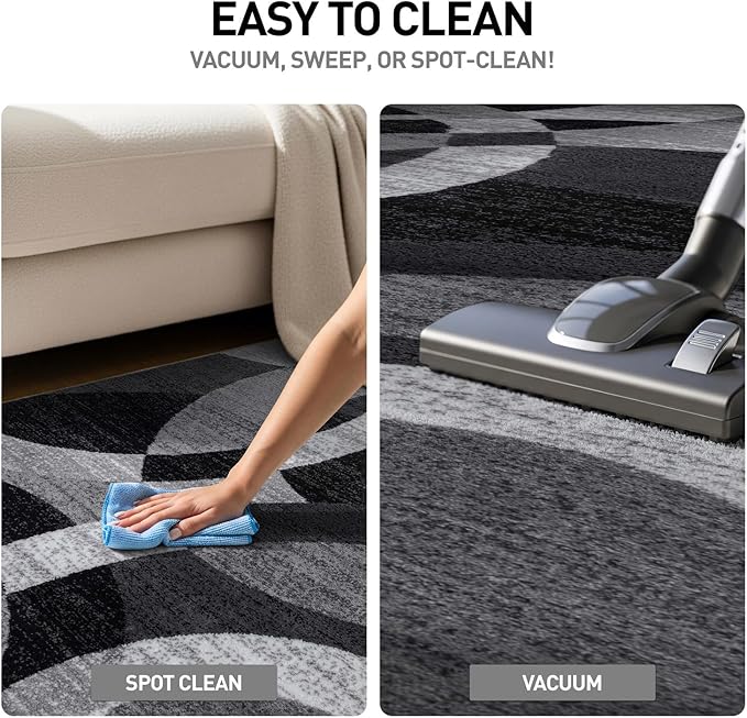 Rugshop Gray Modern Geometric Area Rug, Abstract Circles, High-Traffic, Non-Shedding, for Bedroom, Home Office and Small Living Room, 3'3" x 5'