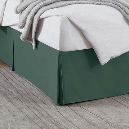 Nestl Forest Green Full XL Bed Skirt - Full XL Size Bed Skirt 14 Inch Drop - Brushed Microfiber Bed Skirts - Hotel Quality Pleated Bed Skirt - Shrinkage & Fade Resistant