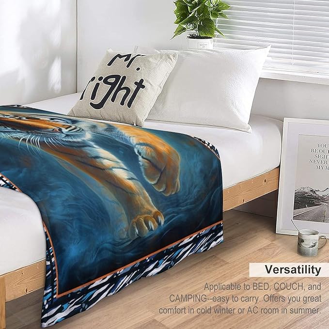 Tiger Blanket Tiger Throw Blankets for Couch Sofa Decor Soft Cozy Fleece Flannel Gifts for Men Women Adults Lover 60"x80"