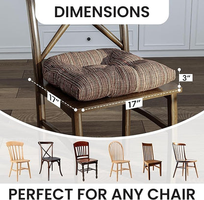 Klear Vu Gripper Overstuffed Universal Non-Slip Dining Chair Cushions for Kitchen Decor or Office Use, U-Shaped Skid-Proof Seat Pad, 17x17 Inches, 2 Count (Pack of 1), Chenille Chocolate Brown