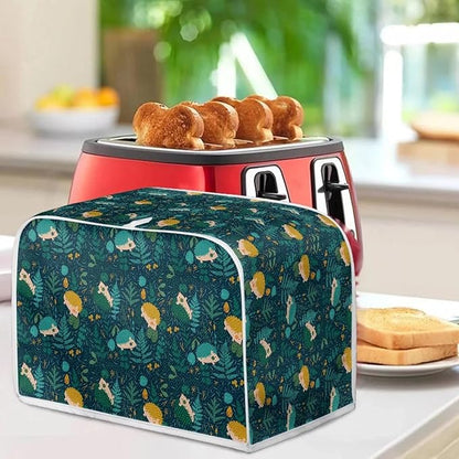 Flowers Hedgehog Printed 2 Slice Kitchen Machine Covers, Dustproof Toaster Cover Fits Most Standard Toaster, Small Kitchen Appliance, Bread Maker Protector