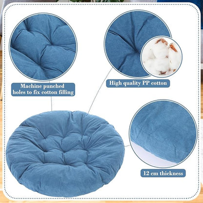 Large Floor Cushion Seating Round Floor Pillows Cushions for Adults Oversized Playroom Pillows Reading Nook Big Pillow for Sitting Meditation Yoga Living Room Sofa Balcony (Lake Blue)