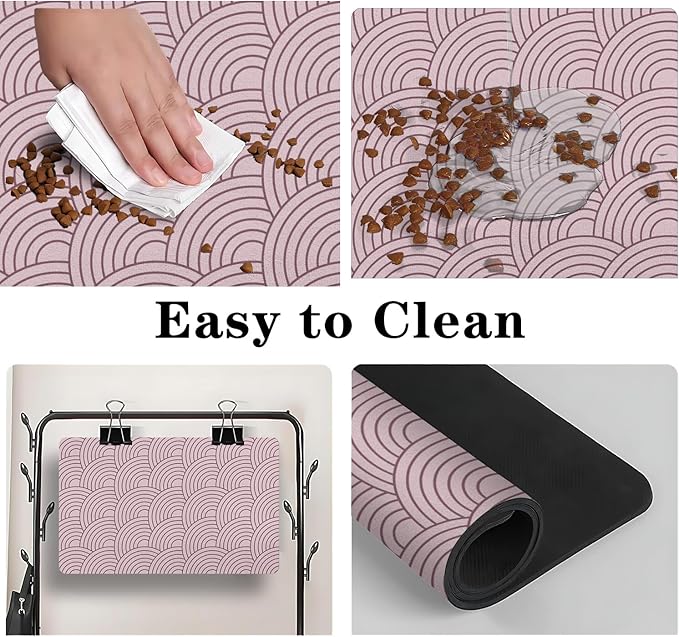 Dog Food Mat for Floors, Absorbent and Quick-Drying Pet Cat Food Mat,Anti-Fouling and Easy-to-Clean Pet Feeding Mat,Dog Bowl Mats for Messy Drinking Water Bowls.16x24inch Boho Style
