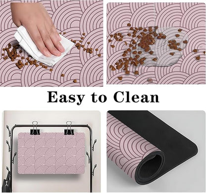 Dog Food Mat for Floors, Absorbent and Quick-Drying Pet Cat Food Mat,Anti-Fouling and Easy-to-Clean Pet Feeding Mat,Dog Bowl Mats for Messy Drinking Water Bowls.16x24inch Boho Style