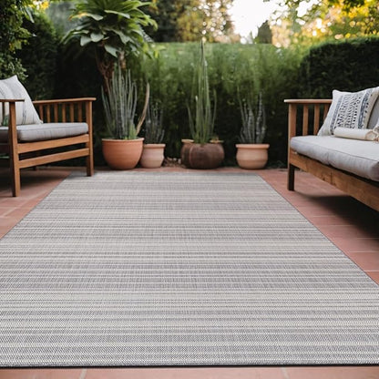 Stripe Outdoor Rug 8x10 Washable Outside Carpet for Indoor Patio Porch Waterproof Easy Cleaning Non Shedding Area Rugs Gray 8 x 10