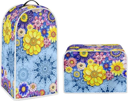 Boho Mandala Floral Toaster Cover 2 Slice Washable Blender Cover Kitchen Small Appliance Dust Cover for Coffee Maker Bread Maker Microwave Oven
