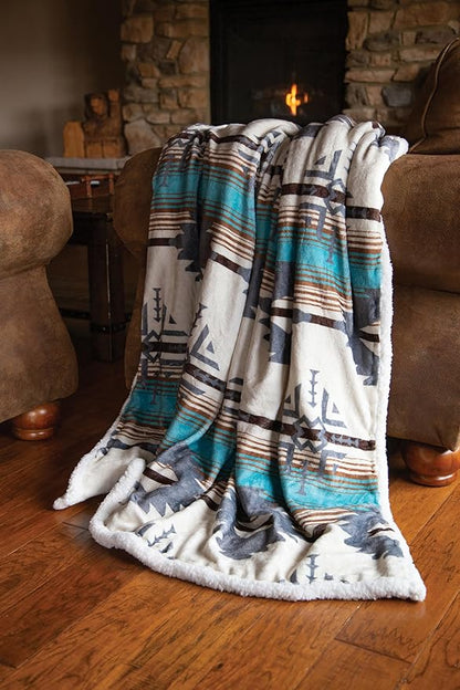 CARSTENS, INC. Wrangler Ultra Premium Super Soft Plush Sherpa Fleece Oversized Throw Blanket 54" x 68", Lone Mountain