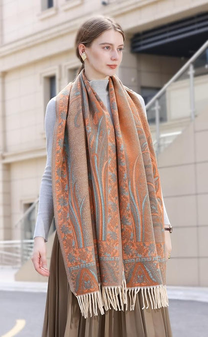 Wander Agio Warm Fashion Scarf Long Shawl Large Blanket Winter Wraps Scarves for Women Cashmere Jacquard Vintage Paisley
