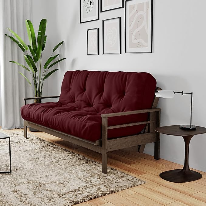Royal Sleep Products by The Futon Factory 6 inch Foam Futon Mattress - Solid Burgundy Cover - Twin Size - CertiPUR Certified Foams - Made in USA - Replacement Mattress - (Frame not Included)