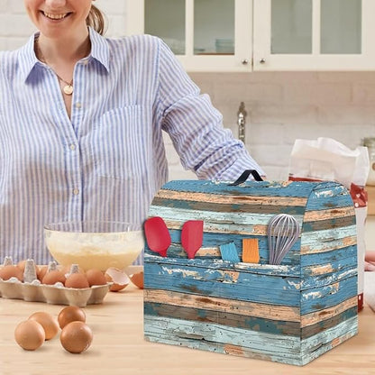 Stand Mixer Covers Protector Kitchen Aid Mixer Cover Wood Design Appliance Dust Covers with Top Handle Front Pocket Universal Fit Tilt Head and Bowl Lift Models