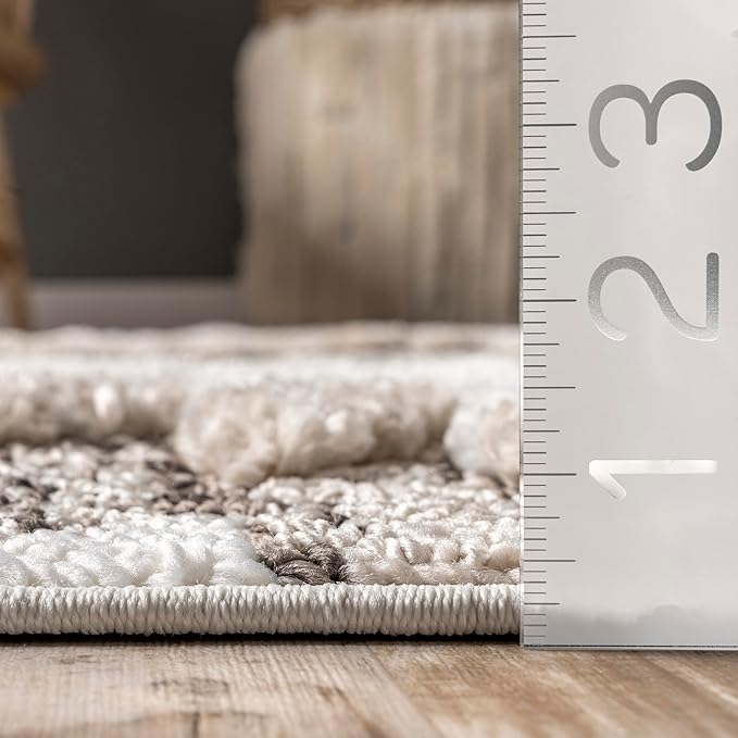 nuLOOM Adelade Beige/Ivory, 5'3" x 7'6", Southwestern, Shaggy, Soft and Cozy, High Traffic, Stain Resistant Area Rug for Bedroom, Living Room, Dining Space, Den, Foyer, Entryway