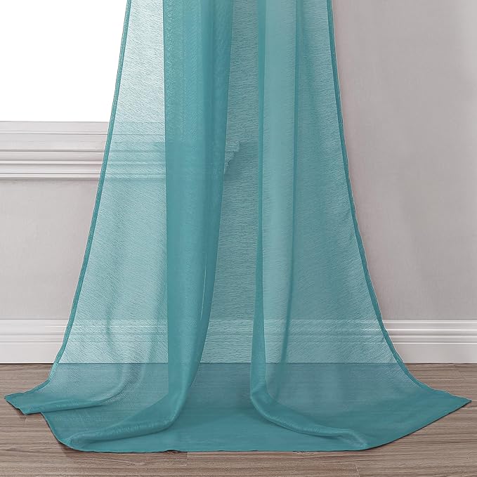 DONREN Teal Window Scarf for Outdoor Decoration - Add Luxury Beautiful Elegant Effect to Curtain Panels (1 Panel, 34 x 216 Inches Long)