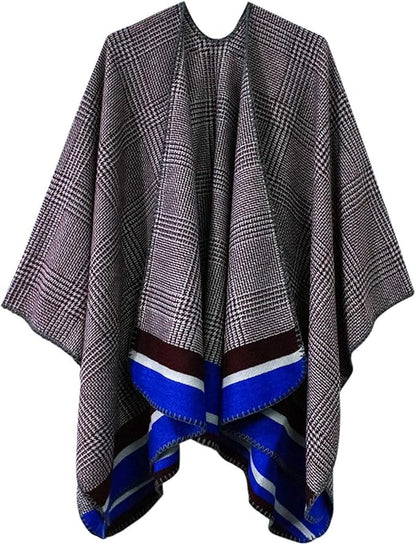 Women's Vintage Pattern Open Front Poncho Cape Shawl Winter Shawl Wraps