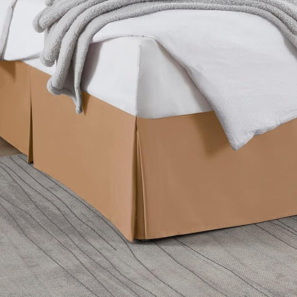 Nestl Light Brown Bed Skirt Cal King Size - Cal King Bed Skirt 14 Inch Drop - Brushed Microfiber Bed Skirts - Hotel Quality Pleated Bed Skirt - Shrinkage & Fade Resistant