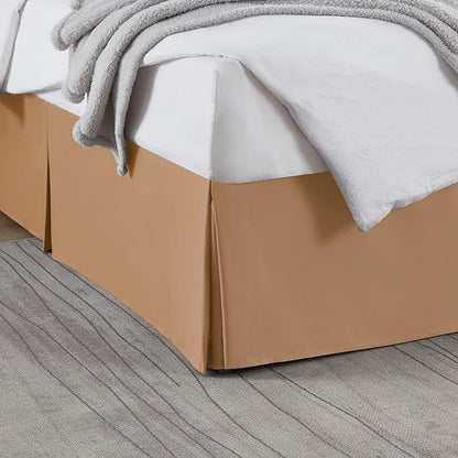 Nestl Light Brown Bed Skirt King Size - King Bed Skirt 14 Inch Drop - Brushed Microfiber Bed Skirts - Hotel Quality Pleated Bed Skirt - Shrinkage & Fade Resistant