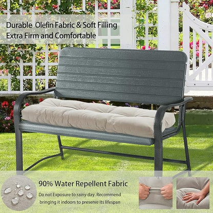 FUNHOME Outdoor Bench Cushion 45 x18 inch with Non-Slip Grips,Water Resistant Porch Swing Cushion,Bench Pillow Pads,Tufted Cushions for Patio Garden Furniture,45" Seat Cushions(Light Brown)