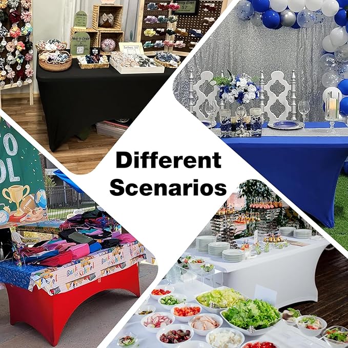 Trlyc 1 Pack 4FT Spandex Table Cloth - 48 x 30 Inch Rectangular Stretch Tablecloth, Wrinkle Resistant Scretch Table Cover for Wedding, Party, Banquet, Picnic, Outdoor Decoration (1Pcs,Royal Blue)