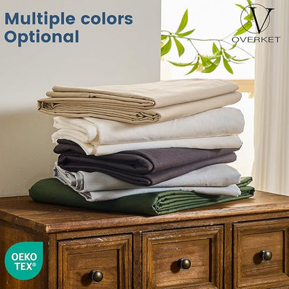 100% Linen Sheets Queen Size,Breathable & Durable 4-Piece Bed Flax Sheet Set,Soft All-Season Bedding for Hot Sleepers 16" Deep Pocket Oeko-TEX Certified,（Queen, Dusty Blue）