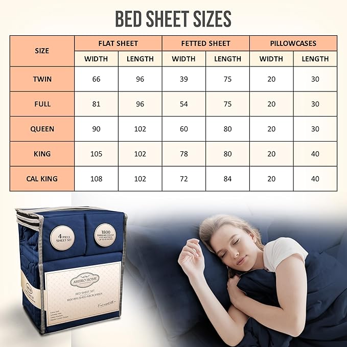 California King Sheet Set - Luxury Hotel Bed Sheet - Soft Cooling Sheets with Elastic Corner Straps - Deep Pocket Microfiber - Bedding Sheets & Pillowcases -4PC (Cal King Size, Navy Blue)