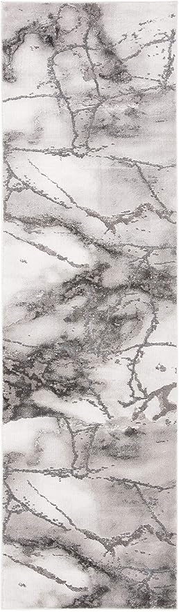 SAFAVIEH Craft Collection Runner Rug - 2'3" x 6', Grey & Silver, Modern Abstract Design, Non-Shedding & Easy Care, Ideal for High Traffic Areas in Living Room, Bedroom (CFT877G)