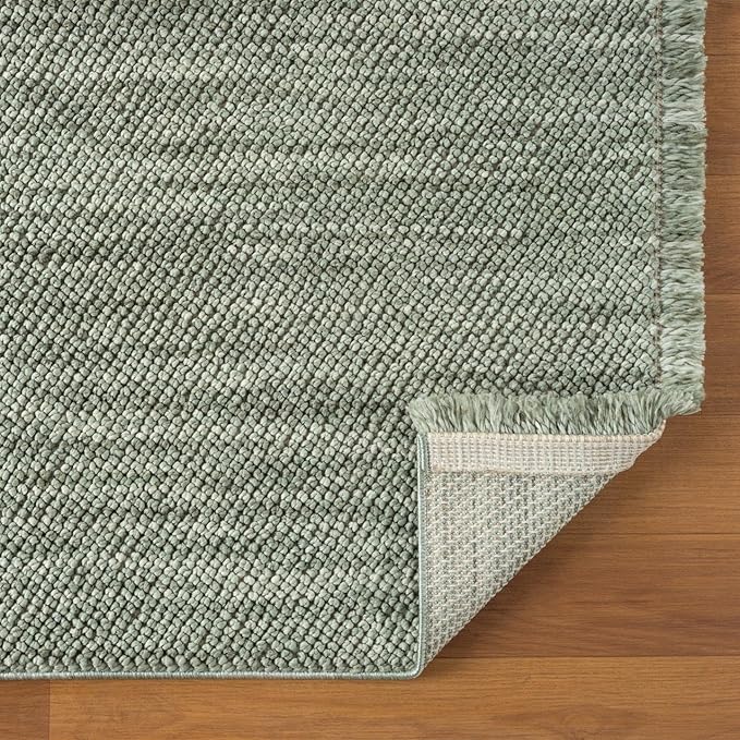 LUXE WEAVERS Solid Machine Woven Green 4x6 Area Rug, Indoor Stain-Resistant Carpet
