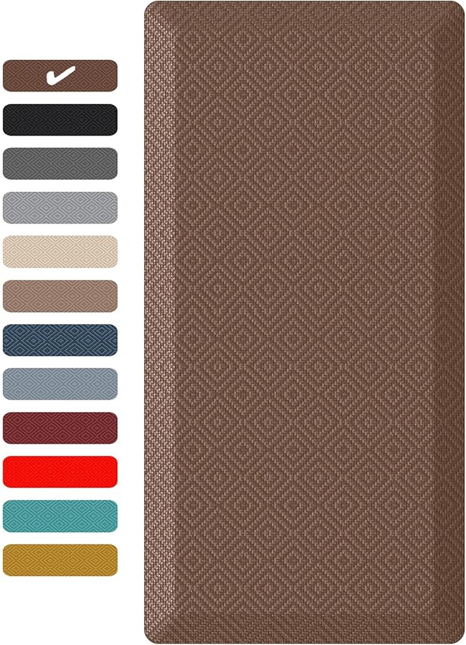 Ophanie Kitchen Mats for Floor, 3/4 Inch Thick Kitchen Rugs, 20x32 Anti Fatigue Standing Cushioned Mat, Waterproof,Comfort Ergonomic Mat for Office, Home, Sink, Brown Non-Slip Bottom