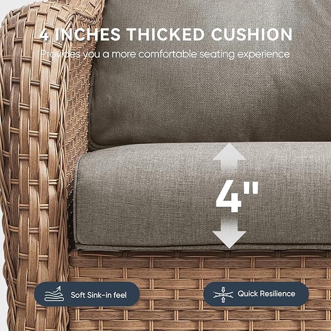 Outdoor Chair Cushions for Patio Furniture - 1 Pack Outside Durable Thick Replacement Cushion 22x24 with Zipper Cover for Wicker Glider Rocking Chairs Loveseat Couch – Grey/Regular