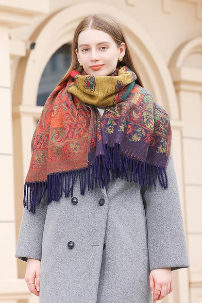 Wander Agio Warm Fashion Scarf Long Shawl Large Blanket Winter Wraps Scarves for Women Cashmere Jacquard Vintage Paisley