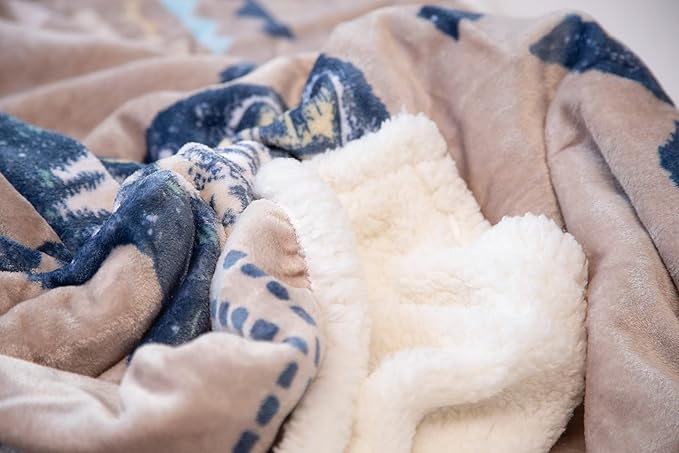 CARSTENS, INC. Ultra Premium Super Soft Plush Sherpa Fleece Oversized Throw Blanket 54" x 68", Buffalo Scene