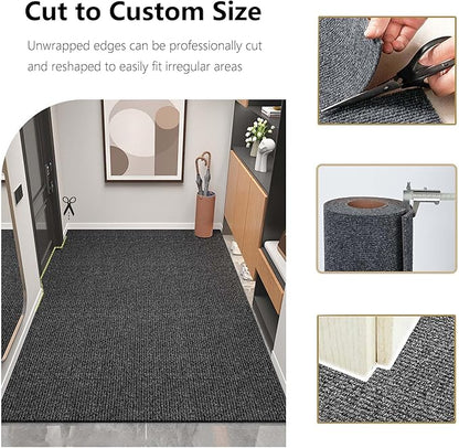 jxgzyy Runner Rugs 2'11" x 16'5", Non Slip Entrance Doormat, 0.25” Thickness Indoor Outdoor Carpet Runner with Rubber Backing, Waterproof Custom Size Heavy Duty Floor Mat for Hallway Laundry Patio