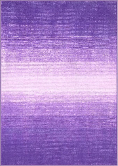 Wonnitar Modern Ombre Washable Rugs 5x7 for Bedroom, Non-Slip Purple Large Living Room Area Rug, Non-Shedding Abstract Low Pile Nursery Rug Soft Floor Carpet for Bedside Dorm (Purple, 5'x7')