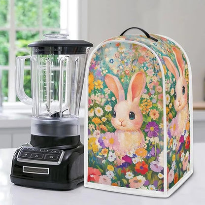 Blender Covers for Kitchen Food Processor Cover with Handle, Dust Covers for Kitchen Appliances Stand Mixer or Coffee Maker Appliance Cover, Colorful Daisy Rabbit