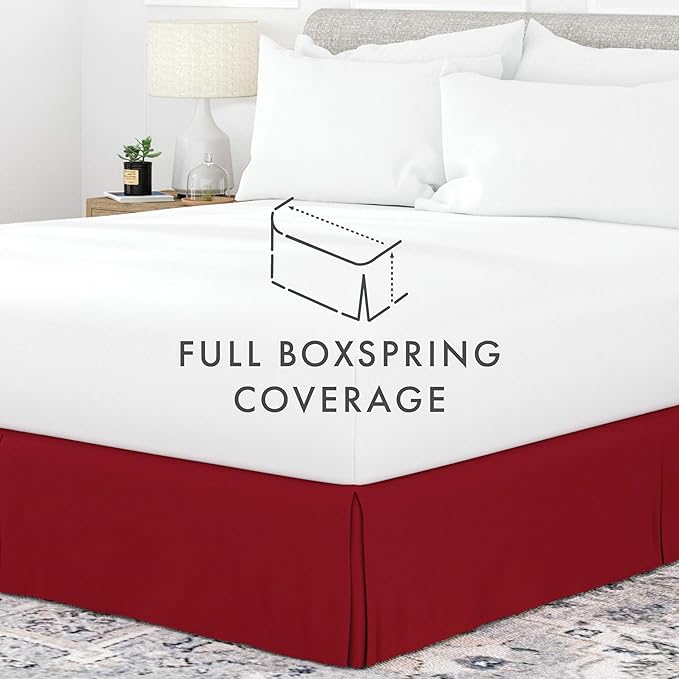 Linen Market Bed Skirt - Ultra Soft Microfiber - Easy Fit with 14" Tailored Drop - Hotel Quality, Shrinkage & Fade Resistant - Bed Cover - Cal King Bed Skirt - Bedroom Décor - (Cal King, Burgundy)