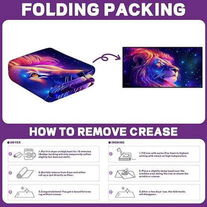 Galaxy Lion Rug 3D Fierce Lions Area Rugs for Kids Bedroom Living Room Playroom Gameroom Boys Glitter Carpet Throw Rugs Floor Mat 63 in x 31 in