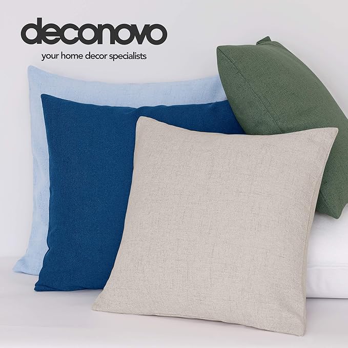 Deconovo Blank Pillow Covers 18x18, Throw Cushion Cover Set of 4, Faux Linen Decorative Pillowcases for Sofa Couch(18 x 18 Inch, Dusty Rose, Set of 4 No Pillow Insert)