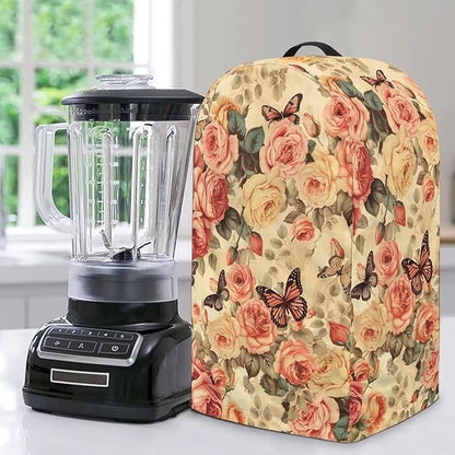 Retro Roses Butterflies Blender Cover Kitchen Coffee Maker Cover Dust Protection Romantic Home Decor for Blender Food Processor juicer Easy to Install Kitchen Appliance Cloth Cover