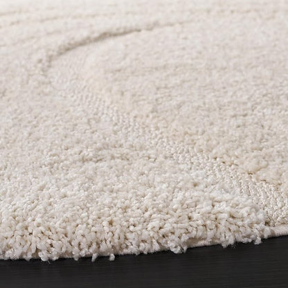 SAFAVIEH Florida Shag Collection Area Rug - 6'7" Round, Creme & Creme, Non-Shedding & Easy Care, 1.2-inch Thick Ideal for High Traffic Areas in Living Room, Bedroom (SG471-1111)
