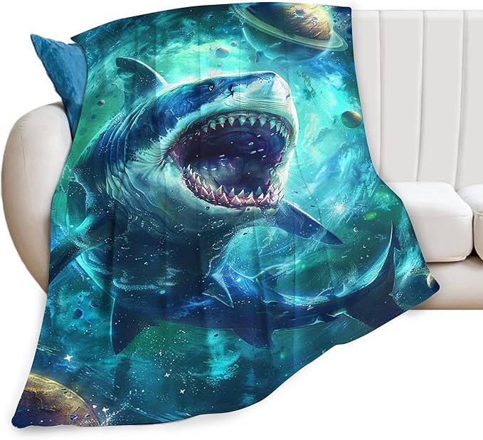 Funny Shark Blanket Fantasy Shark Throw Blanket Shark Gifts and Decor Shark Blanket for Girls Women Men Boys Soft Warm Cozy Fleece Blanket for Couch Sofa Bed 80"x60"