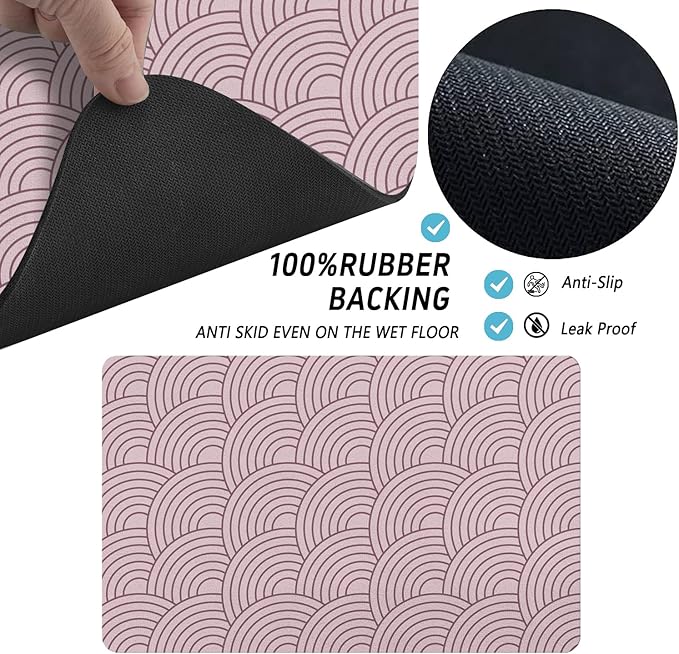 Dog Food Mat for Floors, Absorbent and Quick-Drying Pet Cat Food Mat,Anti-Fouling and Easy-to-Clean Pet Feeding Mat,Dog Bowl Mats for Messy Drinking Water Bowls.17x32inch Boho Style