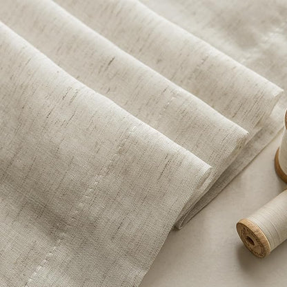 Anmao Flax Linen Curtains for Living Room 84 Inch Length 2 Panels Set, Light Filtering Sheer Window Curtain Drapes for Bedroom with Nickel Grommet, 52 Inch Wide Each Panel, Linen Color