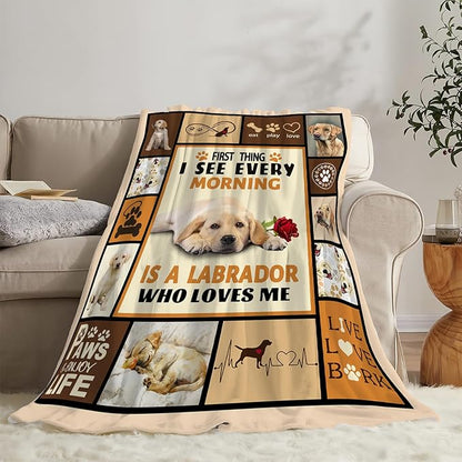 Labrador Dog Print Blanket Best Dog Pet Animal Throw Blankets for Couch Sofa Stuff Decor Gifts Lightweight Soft Cozy Fleece Plush Warm Flannel Bedding for Lover Man Woman Teen Adults 40"x50"