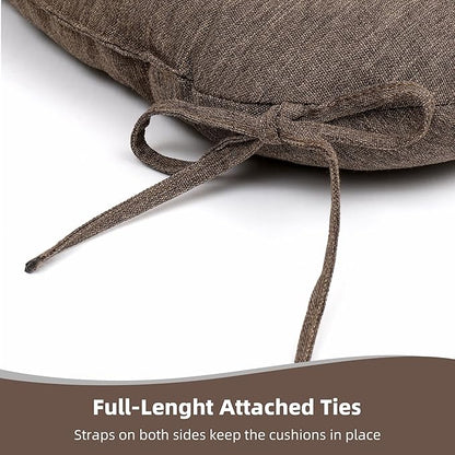 RACE LEAF 19" x 19" Patio Chair Seat Pads Brown - Outdoor/Indoor Patio Cushions Set of 2 - Replacement Cushions for Chairs and Seating - Olefin Seat Pads for Porch, Deck, and Garden Seats