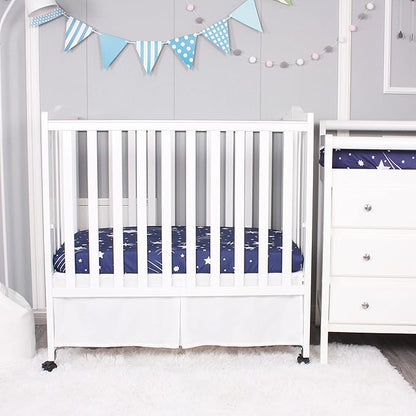 Belsden Pack of 3 Mini Crib Sheet Set, Pack N Play Sheet Set for Baby Boys and Girls, Cloudy Soft Touch and Machine Washable, Fitted Playard/Portable Crib Sheet, White Star & Navy & Navy Star