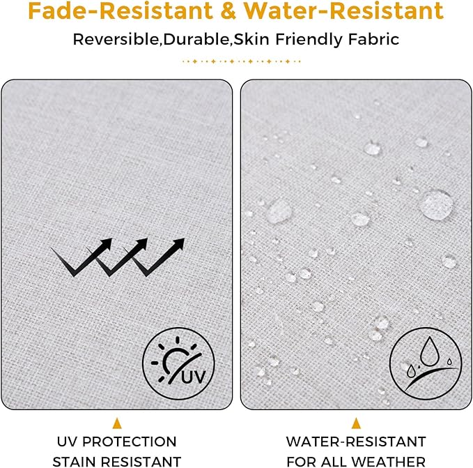 Outdoor Chair Cushions Set of 2,Patio Seat Cushion 17"x16"x2",U-Shaped Dining Chair Cushion 17 by 16 Inch,Water Resistant,Fade-Resistant Chair Pads for Kitchen Garden Furniture(White Gray)