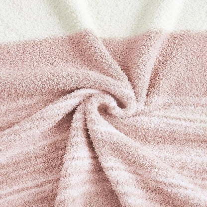 WRENGONGE Pink Twin Blanket, 60x80 Soft Cozy Microfiber Striped Twin Blankets for Couch, Sofa, Bed, Travel, Lightweight Fluffy Warm Plush Decorative Blankets for Women, Men,Kids Gift
