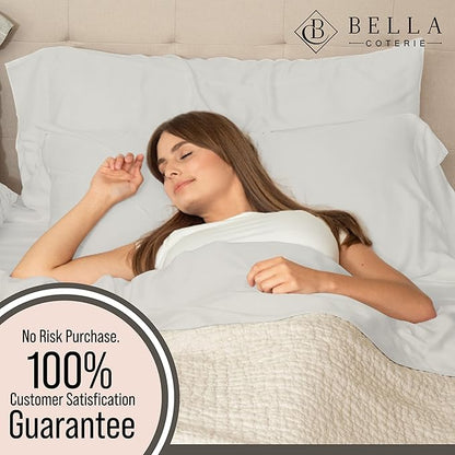 Bella Coterie Luxury Bamboo Viscose Twin Size Sheet Set | 100% Organically Grown | Ultra Soft | Cooling for Hot Sleepers | 18" Deep Pocket [Grey Mist]