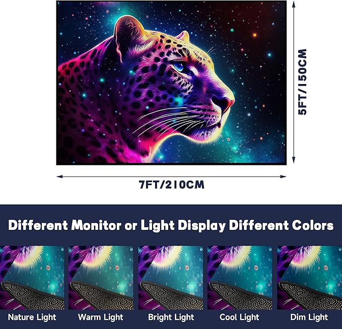 5' X 7' Galaxy Leopard Rug Fierce Panther Head Area Rugs for Boys Kids Bedroom Living Room Gameroom Girls Glitter Carpet Floor Mat Throw Rugs