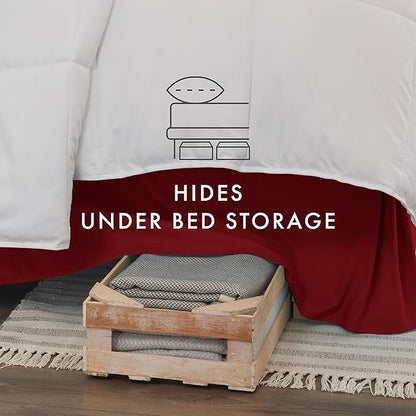 Linen Market Bed Skirt - Ultra Soft Microfiber - Easy Fit with 14 Inch Tailored Drop - Hotel Quality, Shrinkage & Fade Resistant - Bed Cover - Twin Bed Skirts - Bedroom Décor - (Twin, Burgundy)