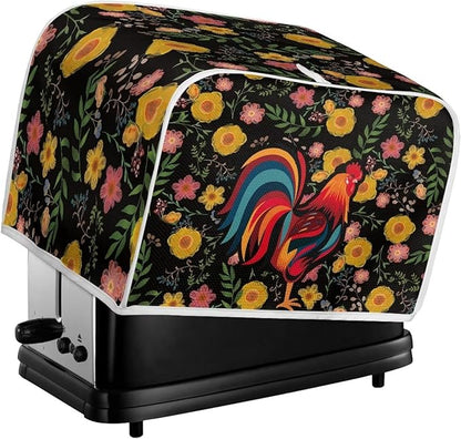 ZFRXIGN Sunflower Chicken Toaster Cover 2 Slice Wide Slot Toaster Rooster Cover Dust Cover with Top Handle Bread Maker Cover Small Kitchen Appliance Cover Home Decor