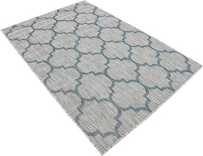 Unique Loom Outdoor Trellis Collection Area Rug (4' 1" x 6' 1" Rectangle, Gray/ Ivory)